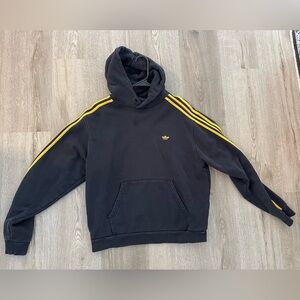 Adidas Black Hoodie with Yellow Stripes